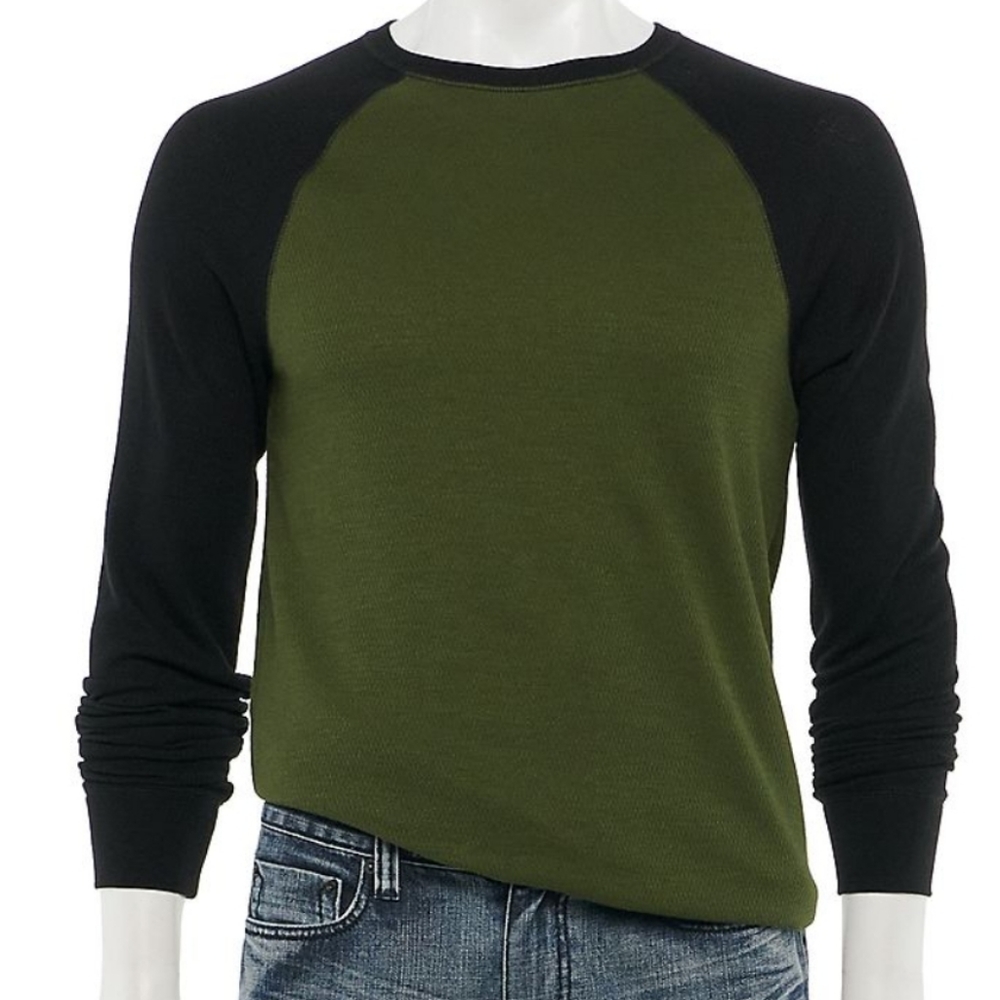 Men's Urban pipeline thermal shirt long sleeve Raglan army - Picture 2 of 2